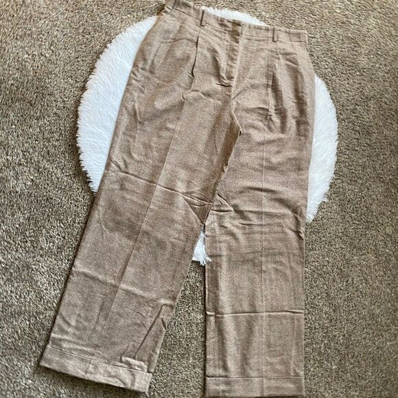 Lafayette 148 New York Wool Silk Blend Dress Pants Trousers Tan Womens Size 14 - Picture 1 of 11